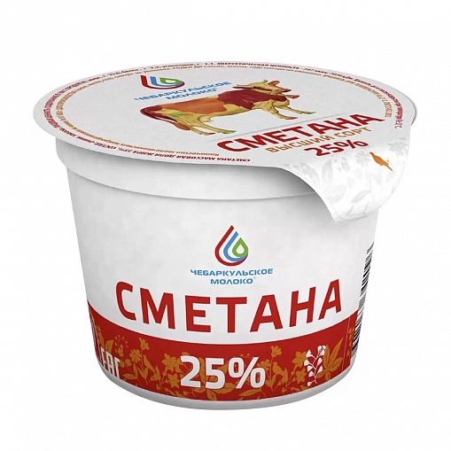 Сметана "ЧЕБАРКУЛЬ" _ 25 % 200 гр. пл/б