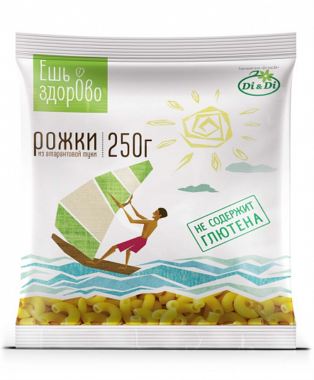 Макароны "ЕШЬ ЗДОРОВО" рожки из амаран. муки б/г 250 гр.
