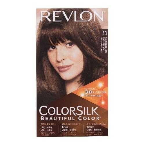Revlon, Colorsilk, Beautiful Color, Farba na vlasy, 43 Medium Golden Brown,  farba na vlasy Colorsilk Beautiful Color 59,1 ml + 