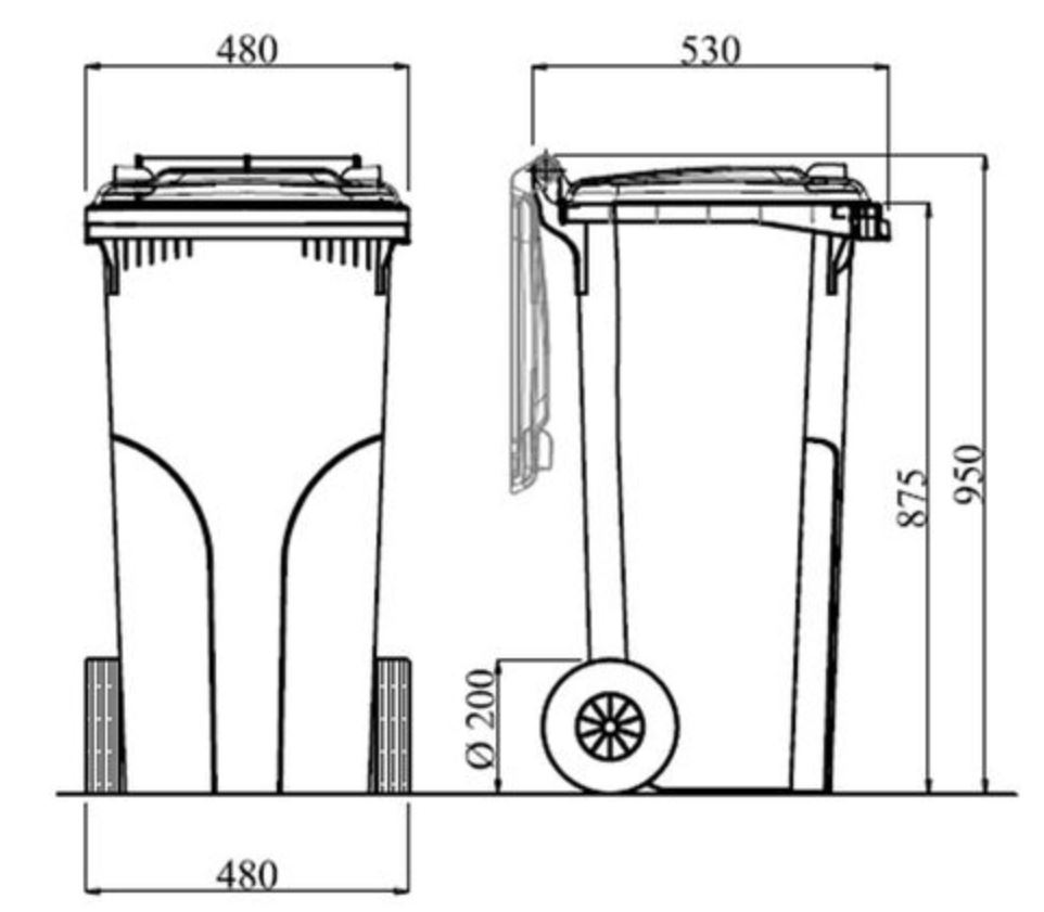 Home & Garden Cyprus BROWN RECYCLING GARBAGE BIN (DUSTBIN) 120L MADE