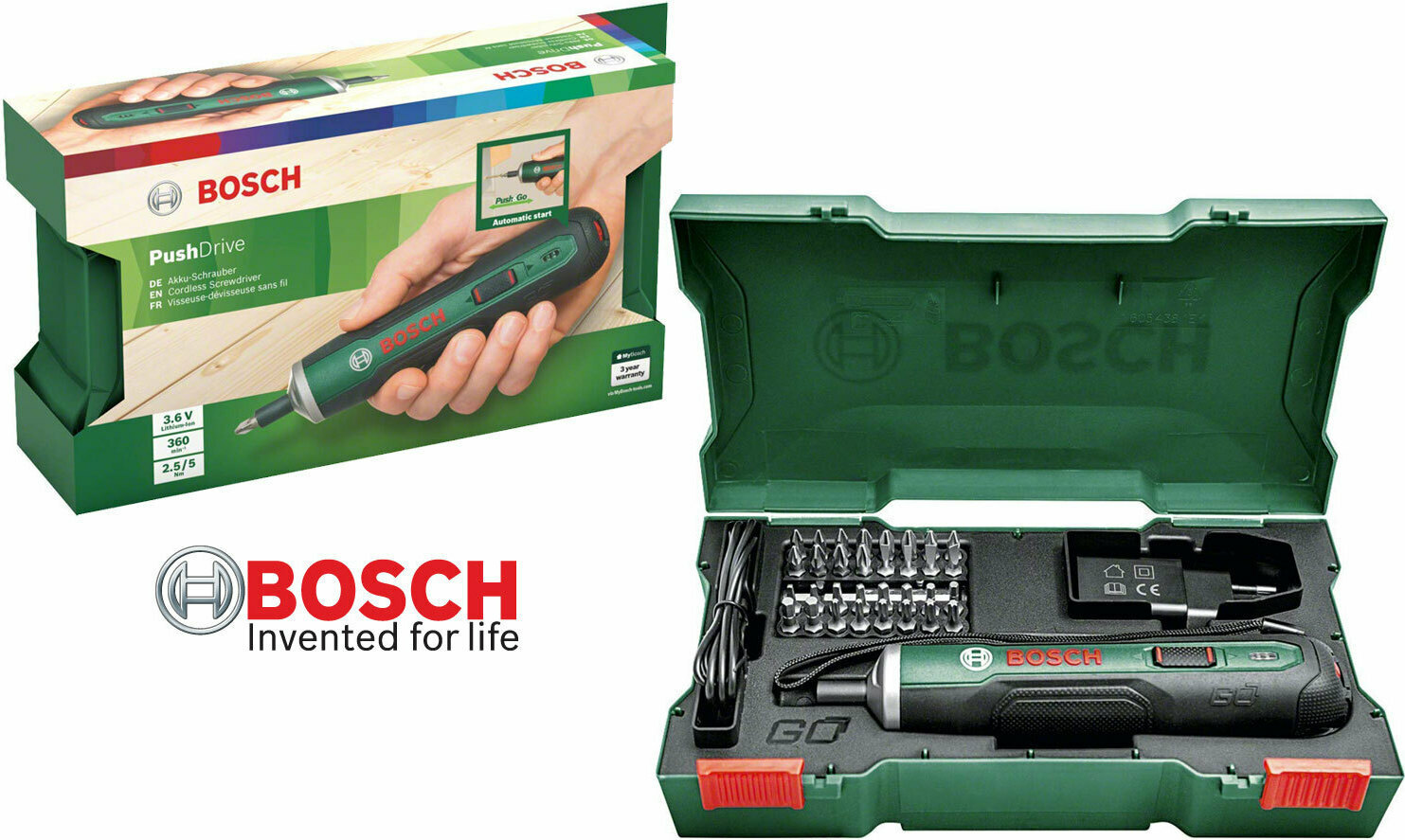 CORDLESS DRIVERS BOSCH CORDLESS SCREWDRIVER 3.6V PUSHDRIVE