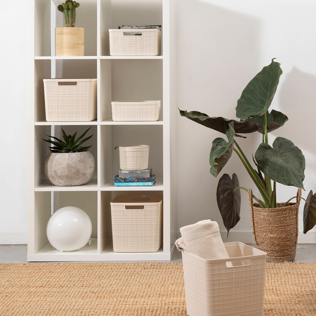 STORAGE CONTAINERS BOXES AND BASKETS CURVER JUTE BASKET M RESIN GREY