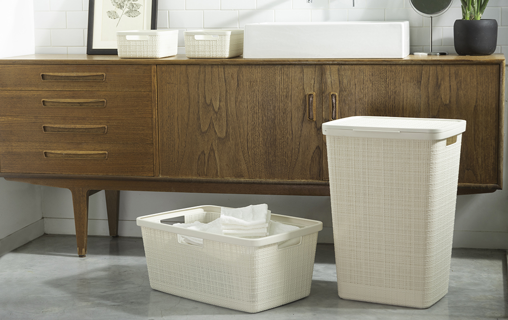 LAUNDRY STORAGE AND ORGANIZATION CURVER JUTE LAUNDRY HAMPER 58L RESIN