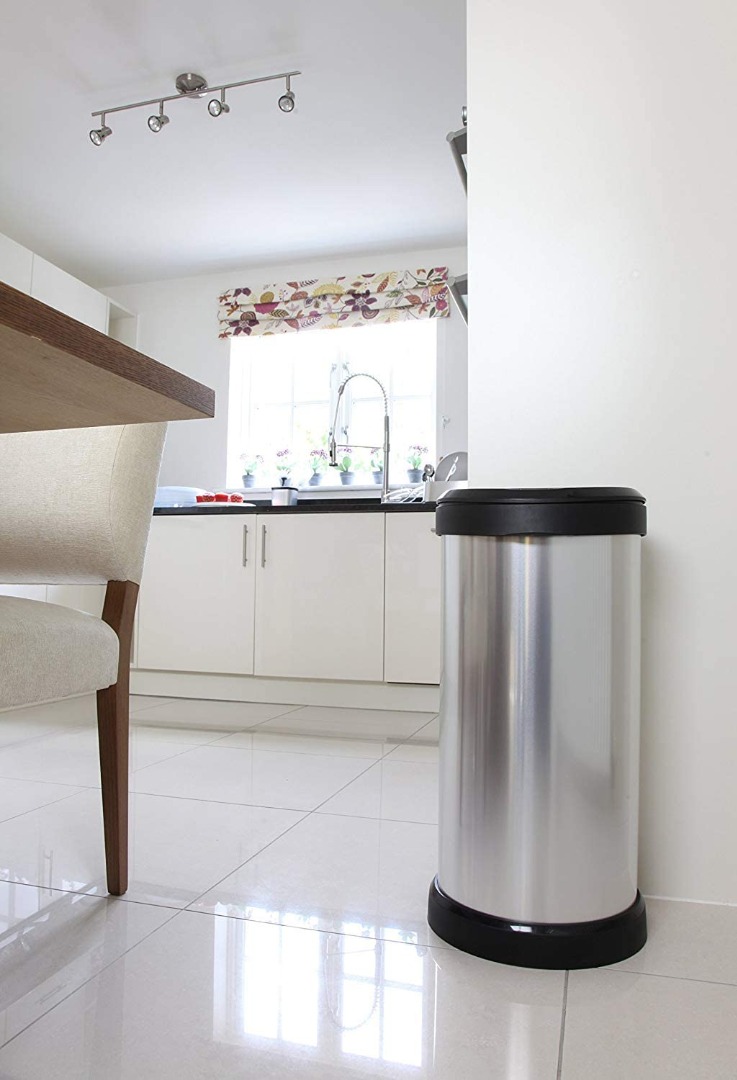 RUBBISH BINS RECYCLE BINS CURVER PEDAL DECO BIN 40L SILVER 626070