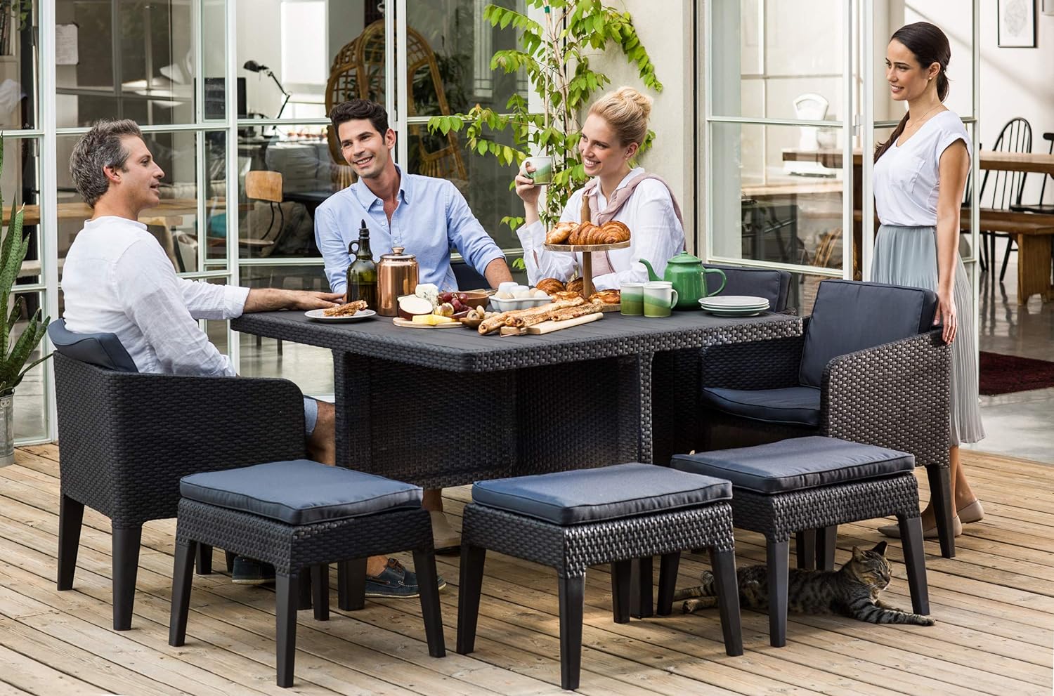 Keter columbia 4 seater outdoor dining set graphite on sale