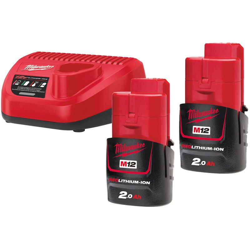 MILWAUKEE BATTERIES CHARGERS MILWAUKEE 2X BATTERIES 2AH AND CHARGER