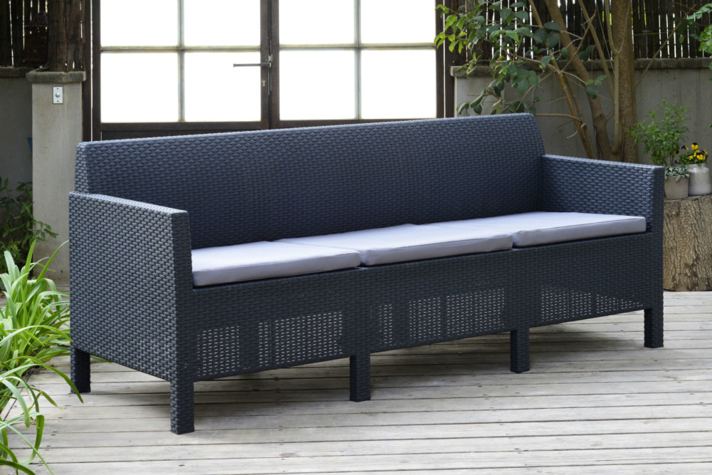 SUPER SALE KETER ALLIBERT ORLANDO 3 SEATER LOUNGE SET RESIN GRAPHITE