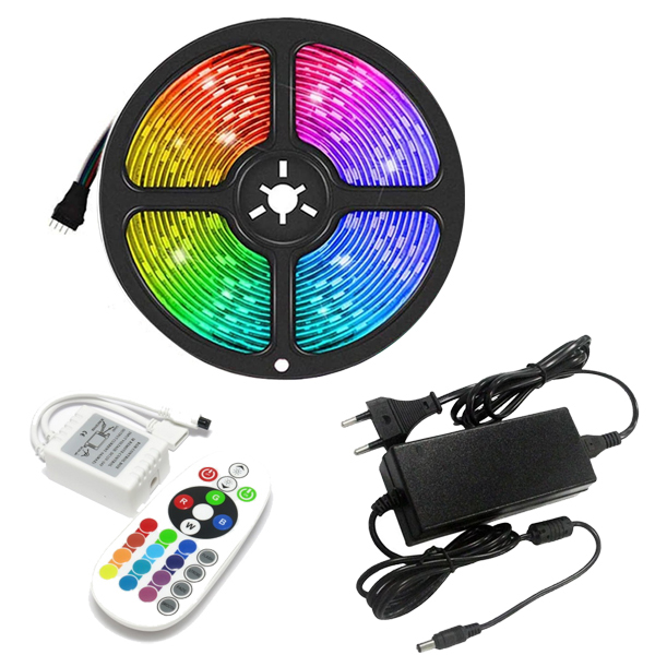 LED STRIPES: V-TAC RGB LED STRIP 5M SET LIGHT KIT 10W WITH REMOTE ...