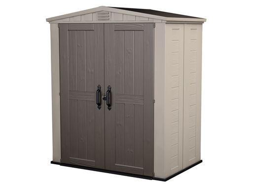 GARDEN SHEDS: KETER FACTOR GARDEN SHED 6x3FT RESIN METAL BROWN BEIGE 350002