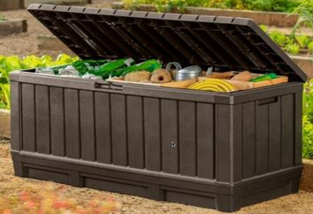 GARDEN STORAGE BOXES KETER KENTWOOD GARDEN STORAGE BOX 350L RESIN WOOD