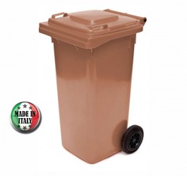 BROWN RECYCLING GARBAGE BIN (DUSTBIN) 120L MADE IN ITALY ΚΑΦΕ ΚΑΔΟΣ ΑΝΑΚΥΚΛΩΣΗΣ 120L MADE IN ITALY