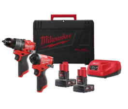 MILWAUKEE M12™ CORDLESS IMPACT DRIVER 12V AND PERCUSSION DRILL 12V WITH TWO BATTERIES 12V 6.0AH M12FPP2A-602X MILWAUKEE M12™ ΚΡΟΥΣΤΙΚΟ ΔΡΑΠΑΝΟΚΑΤΣΑΒΙΔΟ ΜΠΑΤΑΡΙΑΣ 12V ΚΑΙ ΠΑΛΜΙΚΟ ΚΑΤΣΑΒΙΔΙ ΜΠΑΤΑΡΙΑΣ 12V ΜΕ 2 ΜΠΑΤΑΡΙΕΣ 6.0AH M12FPP2A-602X
