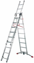 HAILO PROFILOT TRIPLE  ALUMINIUM COMBI LADDER 2X9 + 1X8 STEPS FOR UNEVEN GROUND 9309-507 HAILO PROFILOT COMBI ΠΟΛΥΣΚΑΛΑ ΑΛΟΥΜΙΝΙΟΥ ΤΡΙΠΛΗ 2X9 + 1X8 ΣΚΑΛΟΠΑΤΙΑ ΓΙΑ ΑΝΩΜΑΛΟ ΕΔΑΦΟΣ 9309-507