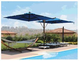 DOUBLE BANANA UMBRELLA 300cm BEIGE FABRIC WITH MARBLE BASE SZC-A708BANANA ΟΜΠΡΕΛΑ ΔΙΠΛΗΣ ΟΨΗΣ 300cm ΜΠΕΖ ΥΦΑΣΜΑ ΜΕ ΜΑΡΜΑΡΙΝΗ ΒΑΣΗ SZC-A708BANANA