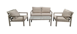 EFFIER OUTDOOR SOFA SET 2 SEATER 2 ARMCHAIRS COFFEE TABLE CHAMPAGNE ALUMINIUM TAUPE FABRICS 22775 EFFIER ΣΕΤ ΚΑΝΑΠΕ ΕΞΩΤΕΡΙΚΟΥ ΧΩΡΟΥ 2 ΘΕΣΙΟΣ 2 ΠΟΛΥΘΡΟΝΕΣ ΤΡΑΠΕΖΙ ΣΑΛΟΝΙΟΥ ΣΑΜΠΑΝΙΖΕ  ΑΛΟΥΜΙΝΙΟ ΚΑΜΗΛΟ ΥΦΑΣΜΑ 22775