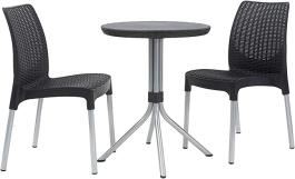 KETER CHELSEA SET WITH TABLE AND 2 CHAIRS RATTAN GRAPHITE 619068 KETER CHELSEA ΣΕΤ ΜΕ ΤΡΑΠΕΖΙ ΚΑΙ 2 ΚΑΡΕΚΛΕΣ ΡΑΤΑΝ ΓΡΑΦΙΤΗΣ 619068