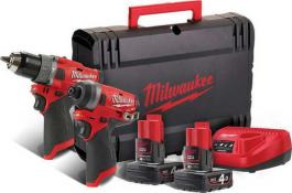 MILWAUKEE M12™ CORDLESS IMPACT DRIVER 12V AND PERCUSSION DRILL 12V WITH TWO BATTERIES 12V 4.0AH M12FPP2A2-402X MILWAUKEE M12™ ΚΡΟΥΣΤΙΚΟ ΔΡΑΠΑΝΟΚΑΤΣΑΒΙΔΟ ΜΠΑΤΑΡΙΑΣ 12V ΚΑΙ ΠΑΛΜΙΚΟ ΚΑΤΣΑΒΙΔΙ ΜΠΑΤΑΡΙΑΣ 12V ΜΕ 2 ΜΠΑΤΑΡΙΕΣ 4.0AH M12FPP2A2-402X