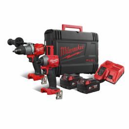 MILWAUKEE M18™ CORDLESS  PERCUSSION DRILL 18V AND IMPACT DRIVER 18V WITH TWO BATTERIES 18V 5.0AH M18FPP2A2-502Χ MILWAUKEE M18™ ΚΡΟΥΣΤΙΚΟ ΔΡΑΠΑΝΟ ΜΠΑΤΑΡΙΑΣ 18V ΚΑΙ ΠΑΛΜΙΚΟ ΚΑΤΣΑΒΙΔΙ ΜΠΑΤΑΡΙΑΣ 18V ΜΕ 2 ΜΠΑΤΑΡΙΕΣ 5.0AH M18FPP2A2-502Χ