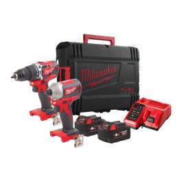 MILWAUKEE M18™ CORDLESS COMPACT BRUSHLESS IMPACT DRIVER 18V AND PERCUSSION DRILL 18V WITH TWO BATTERIES 18V 4.0AH M18CBLPP2A-402C MILWAUKEE M18™ ΚΡΟΥΣΤΙΚΟ ΔΡΑΠΑΝΟ ΜΠΑΤΑΡΙΑΣ 18V ΚΑΙ ΠΑΛΜΙΚΟ ΚΑΤΣΑΒΙΔΙ ΜΠΑΤΑΡΙΑΣ 18V ΜΕ 2 ΜΠΑΤΑΡΙΕΣ 4.0AH M18CBLPP2A-402C