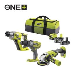 RYOBI BATTERY COMBO SET OF 3 18V POWER TOOLS ONE+ CORDLESS DRILL HAMMER DRILL ANGLE GRINDER WITH 2 BATTERIES AND CHARGER RCK183D-242S RYOBI ΣΕΤ ΜΠΑΤΑΡΙΑΣ 3 ΕΡΓΑΛΕΙΩΝ 18V ONE+ ΔΡΑΠΑΝΟΚΑΤΣΑΒΙΔΟ ΣΚΑΠΤΙΚΟ ΠΕΡΙΣΤΡΟΦΙΚΟ ΔΡΑΠΑΝΟ ΓΩΝΙΚΟΣ ΤΡΟΧΟΣ ΜΕ 2 ΜΠΑΤΑΡΙΕΣ ΚΑ