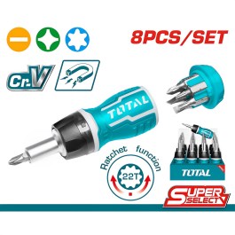 TOTAL 8 IN 1 STUBBY SCREWDRIVER SET TACSDS1726  TOTAL ΚΑΤΣΑΒΙΔΙ ΚΑΣΤΑΝΙΑΣ 8 ΣΕ 1 TACSDS1726