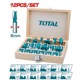 TOTAL ROUTER BITS SET 12pcs TACSR0121  TOTAL ΚΑΣΕΤΙΝΑ ΜΑΧΑΙΡΙΑ ΡΟΥΤΕΡ 12pcs TACSR0121