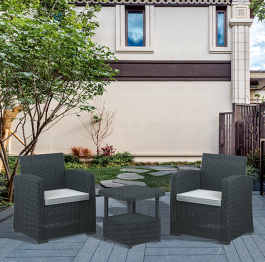 TALIA SET WITH 2 ARMCHAIRS AND COFFEE TABLE GRAY RATTAN GRAY CUSHIONS TALIA ΣΕΤ ΜΕ 2 ΠΟΛΥΘΡΟΝΕΣ ΚΑΙ ΤΡΑΠΕΖΑΚΙ ΑΝΟΙΧΤΟ ΓΚΡΙ ΡΑΤΑΝ ΓΚΡΙ ΜΑΞΙΛΑΡΙΑ