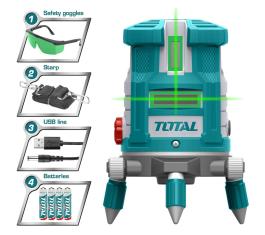 TOTAL SELF-LEVELING LINE LASER GREEN LASER BEAMS TLL305205 TOTAL ΑΛΦΑΔΙ LASER ΑΥΤΟ-ΟΡΙΖΟΝΤΙΟΥΜΕΝΟ ME ΠΡΑΣΙΝΕΣ ΑΚΤΙΝΕΣ TLL305205 