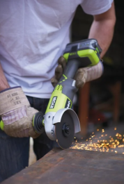 ANGLE GRINDERS RYOBI ONE CORDLESS ANGLE GRINDER STARTER KIT 18V WITH 4.0AH BATTERY AND CHARGER R18AG 140S
