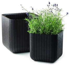 KETER CUBE PLANTERS 2 PCS  S" AND L" RESIN BROWN KETER CUBE ΓΛΑΣΤΡΕΣ ΔΥΟ ΜΕΓΕΘΩΝ S'' ΚΑΙ L'' ΑΠΟ ΡΗΤΙΝΗ ΣΕ ΧΡΩΜΑ ΚΑΦΕ