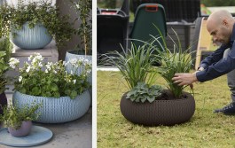 KETER RATTAN STYLE COZY PLANTERS L RESIN FOGGY GREY