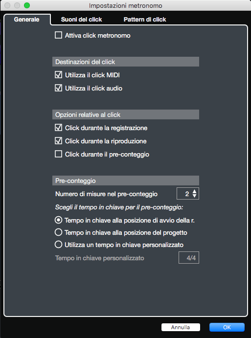 metronomo 1 cubase pro 9.5