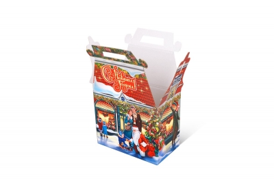 Новогодняя подарочная коробка-пакет из МГК в Москве – производство на заказ