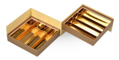 Кашированная коробка-трансформер с картонным ложементом для конфет в Москве – производство на заказ