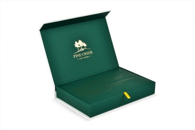 Подарочная коробка для vip карты гольф-клуба в Москве – производство на заказ