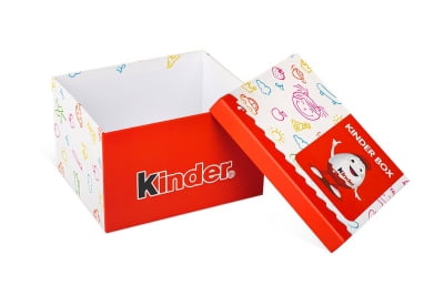 Kinder — Подарочная кашированная коробка крышка-дно в Москве – производство на заказ