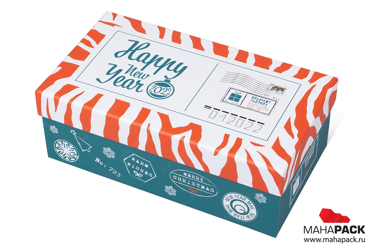 Новогодняя коробка с крышкой | Mahapack