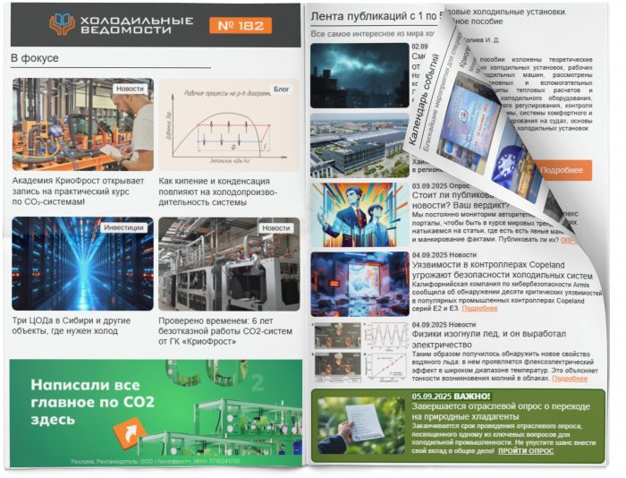 Холодильные Ведомости. Выпуск #182 от 05.09.2025