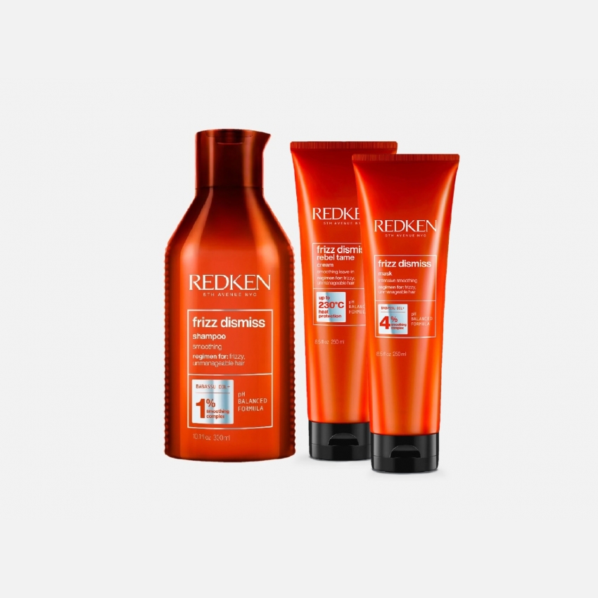 Kit Redken Frizz Dismiss per capelli crespi e secchi - shampoo + maschera +  termoprotettore