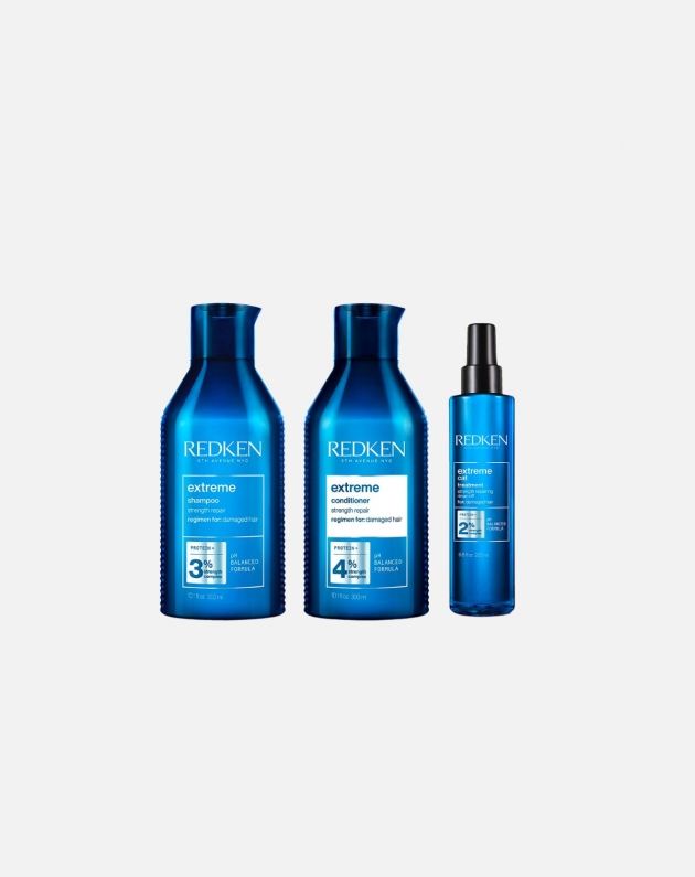 Kit Redken Extreme per capelli sfibrati e danneggiati - shampoo + conditioner + spray rinforzante