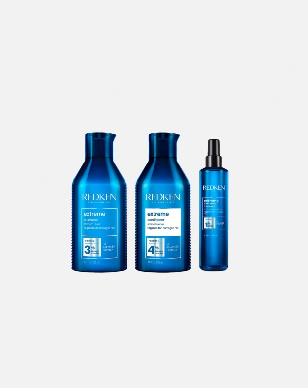 Kit Redken Extreme per capelli sfibrati e danneggiati - shampoo + conditioner + trattamento anti doppie punte