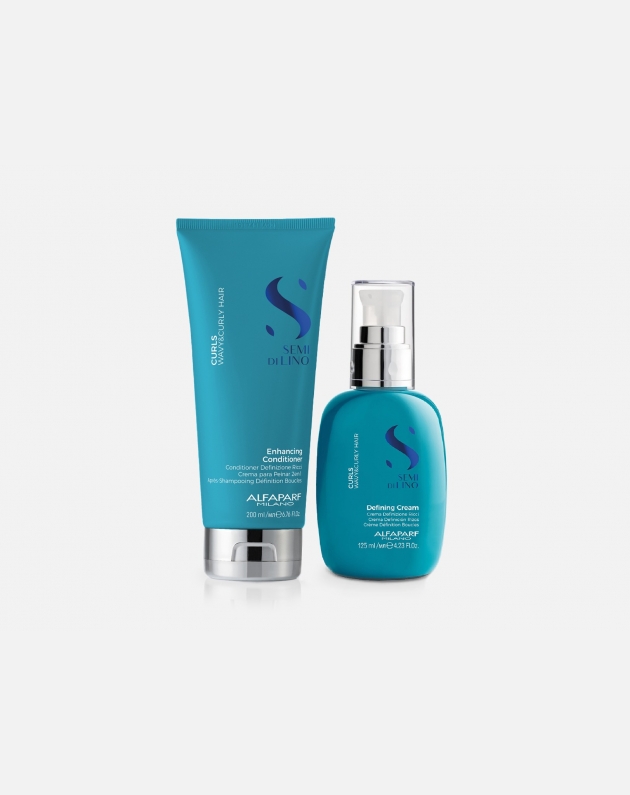 Kit Alfaparf semi di lino curls per capelli ricci/mossi fini e sottili - shampoo 2in1 + crema di definizione