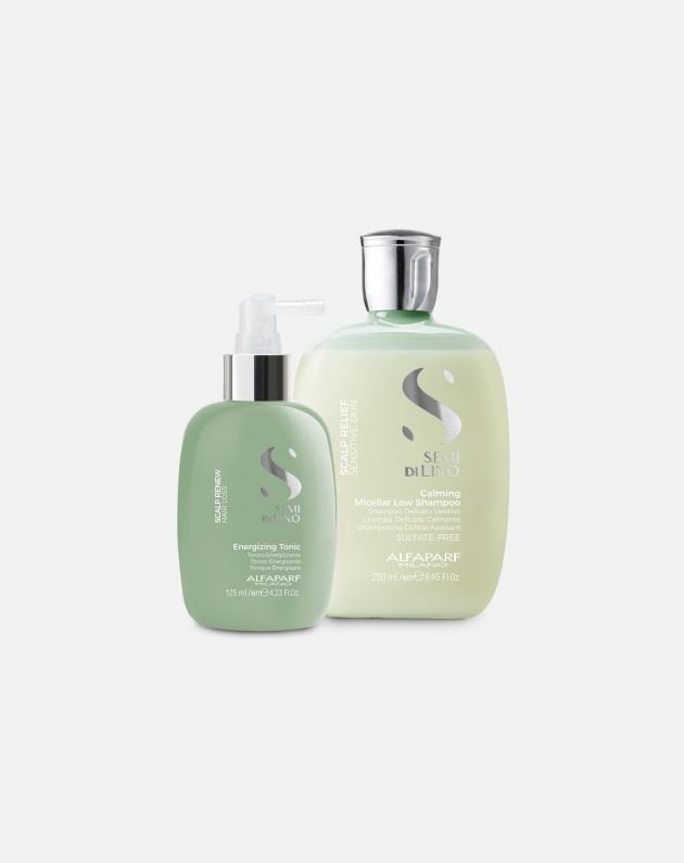 Kit Alfaparf Semi Di Lino Scalp Renew di mantenimento per cute sensibile o con prurito - shampoo lenitivo + tonico riequilibrante