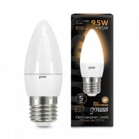 Лампа Gauss Свеча 9.5W 890lm 3000К Е27 LED 1/10/100 