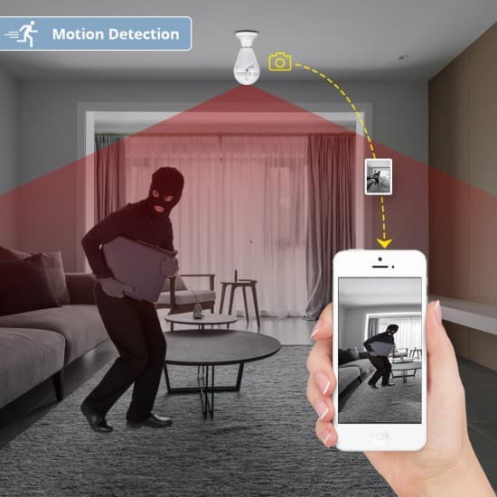 V žiarovke ukrytá WiFi bezpečnostná kamera s nočným videním