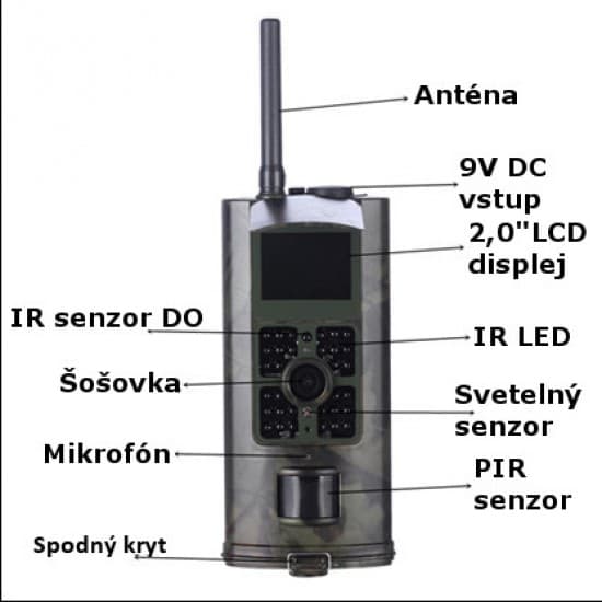 3G Kamuflážna fotopasca so zasielaním MMS správ a emailov + Solárny panel s batériou