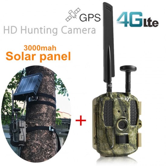 Profesionálna 4G GPS fotopasca so solárnym panelom s 3000 mAh batériou zasielaním MMS a emailov