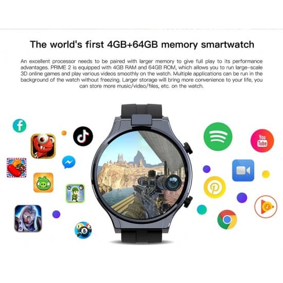 4G Smart hodinky s mobilom 4GB RAM 64GB úložisko 13MP Fotoaparát 1600mAh batéria Android 10 WIFI GPS  BlueTooth