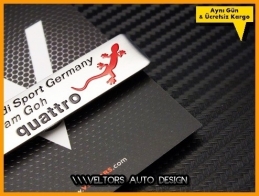 Audi Quattro Sport Germany Team Torpido Kokpit Plaket Logo Amblem
