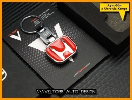 Honda Kırmızı Logo Amblem Özel Krom Honda Anahtarlık